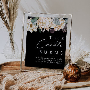 Vit Blommigt Svart detta ljus brinner Poster