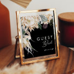 Vit Blommigt | Svart gäst Bok-signatur Poster<br><div class="desc">Vi designade den här vita Blommigten | Svart gäst bok undertecknar för att slutföra din tropiska mörk bröllop. Med den bohemiska vattenfärgen grön till den moderna boho vinterblomman, inklusive protea, dahlia och torkade lotus, kommer utformningen säkert att släcka ditt moody, minimalistiska svarta och grönt tema. Ändra texten och lägg till...</div>