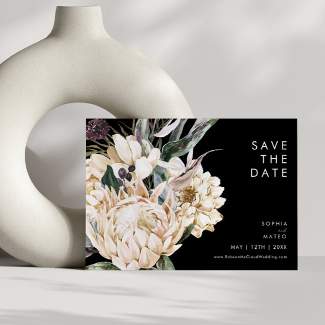 Vit Blommigt | Svart Vågrät Spara datum Datumet (Skapare uppladdad)