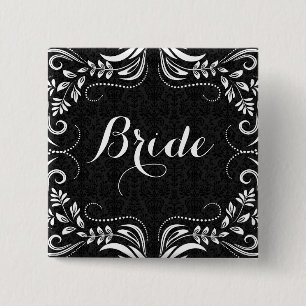 Vit Blommigt Swirls Ram Bride Button Knapp