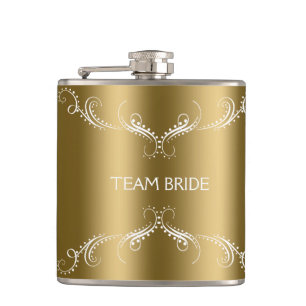 Vit Blommigt Swirls Ram över Guld Fickplunta