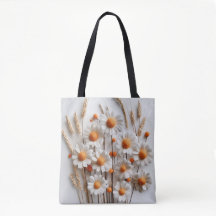 Vit Blommigt Tote med Orange bakåt