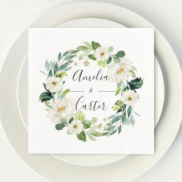 Vit Blommigt Utandning Bröllop Pappersservett