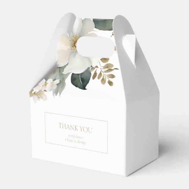 Vit Blommigt Vattenfärg Tack Bröllop Presentaskar (Framsidan Sidan)