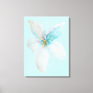 Vit blommigt, vattenfärgsblomma, pastor canvastryck