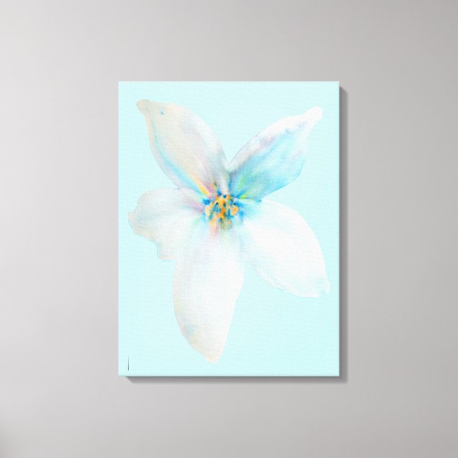 Vit blommigt, vattenfärgsblomma, pastor canvastryck (Framsida)
