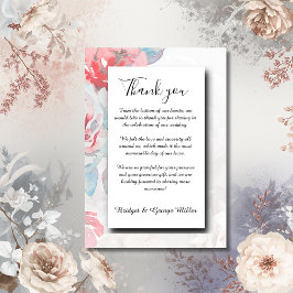 vit Blommigt vattenfärgsblomma ro bröllop Tack Kort