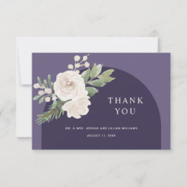 Vit Blommigt Vinter Botaniskt Lila Bröllop Tack Kort