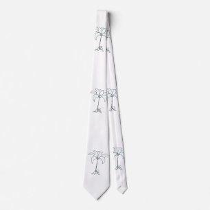 Vit Blommigt Vit Tropical Neck Tie Slips