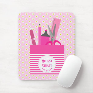 Vit Blommönster Rosa Girly Stationeries Musmatta