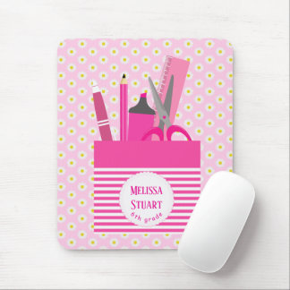 Vit Blommönster Rosa Girly Stationeries Musmatta