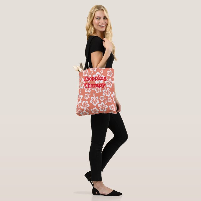 Vit Blommönster Tote Bag Tygkasse (På modell)