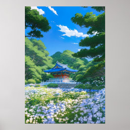 Vit blomning Haven Poster