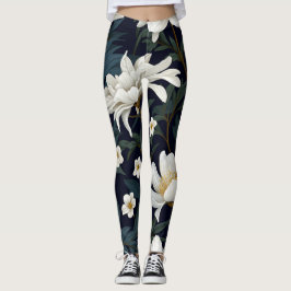 Vit blomning leggings