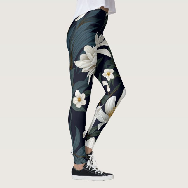 Vit blomning leggings (Höger)