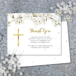 Vit Blomster Begravning Kristen Tack Kort