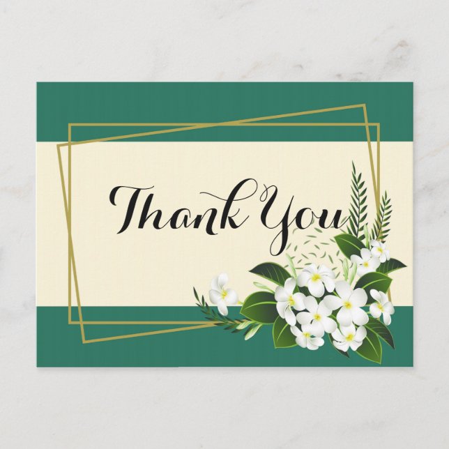 vit blomster elegant geometrisk ramTack Vykort (Framsida)