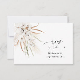 Vit blomster sommar boho med måltid RSVP OSA Kort