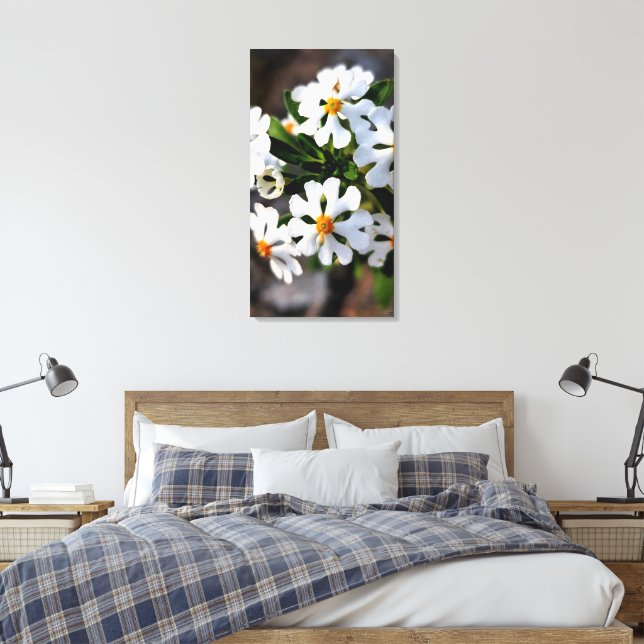 vit blomster vårflora samling canvastryck (Insitu (sovrum))