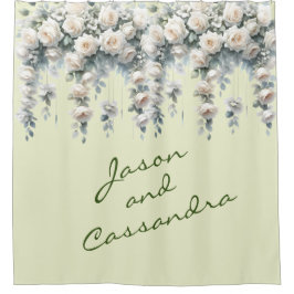 Vit blomsteranpassad bröllopsbanner