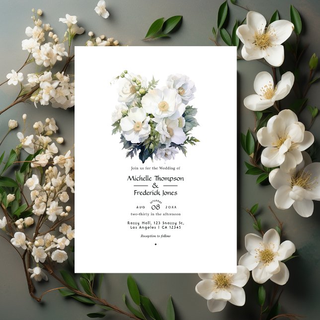 Vit blomsterbröllop inbjudningar (Skapare uppladdad)