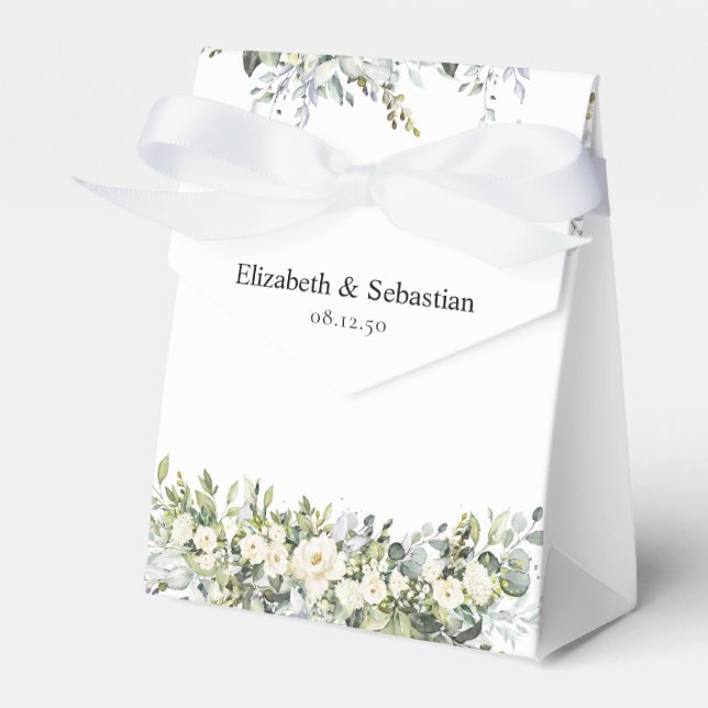 Vit blomsterbröllopsgåva i låda presentaskar (Framsidan Sidan)