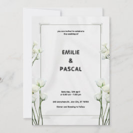Vit blomsterbröllopsinbjudan kort