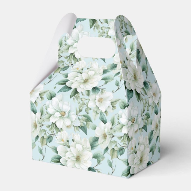 Vit blomsterfestlig presentbox för godsaker presentaskar (Framsidan Sidan)