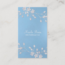Vit blomstergren vinterblå elegant chic visitkort