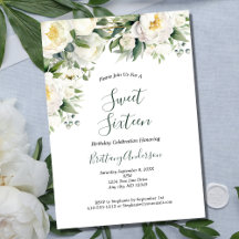 Vit blomstergrönska botanisk Sweet Sixteen 16