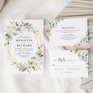 Vit blomstergrönska lövverk RSVP-kort OSA Kort