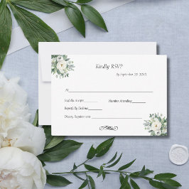 Vit blomstergrönska traditionell formell bröllop OSA kort
