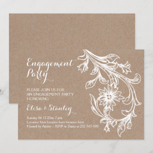 Vit blomsterhantverks papper bröllop engagemang fe inbjudningar