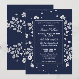 Vit blomsterlig bröllopsfestinbjudan inbjudningar