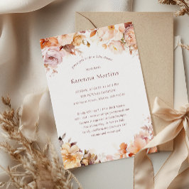 Vit blomsterlig höst könsneutrala baby shower inbjudningar