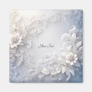 Vit blomsterlig magnet