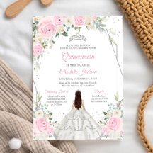Vit blomsterlig Quinceanera Mis Quince-inbjudan