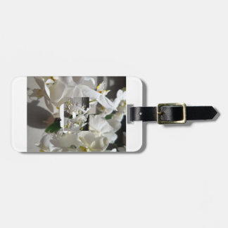 Vit blomsterlig väskemärke bagagebricka