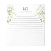 Vit blomsterlig vildblomma klassisk monogram linje