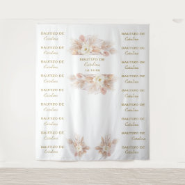 Vit blomsterpampas steg & upprepa Bautizo bakgrund
