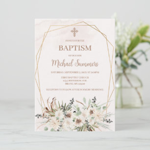 Vit blomsterrik boho dop inbjudan