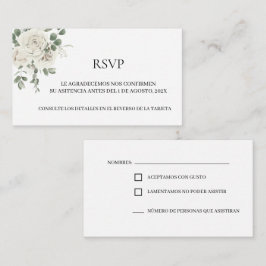 Vit blomsterrik spansk bröllops-RSVP-kort  Tilläggskort