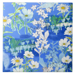 Vit Blomsterträdgård Cosmos Bleeding Heart Kakelplatta