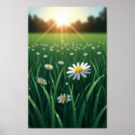 vit blomvägg poster