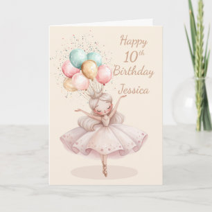 Vit, Blond Ballerina 10-års Födelsedagskort* Kort