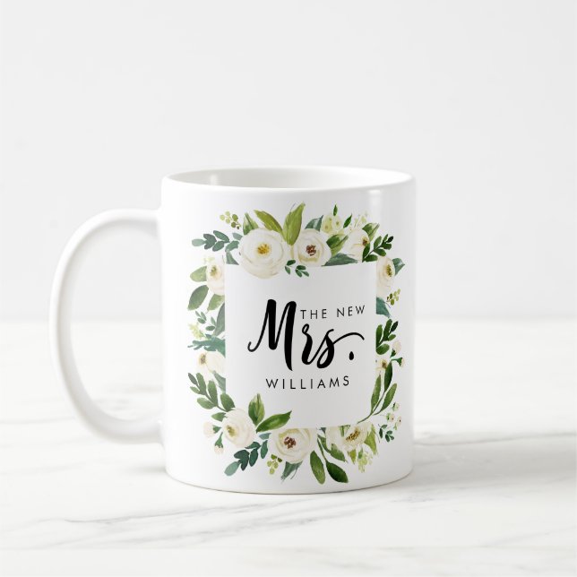 Vit Bloom | BRÖLLOP DEN NYA MRS-TYpografin Kaffemugg (Vänster)