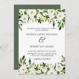 Vit Bloom | Vitblommor, rustik bröllop Inbjudningar