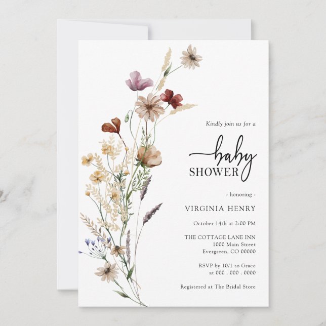 Vit Boho Baby Shower Inbjudan (Framsida)