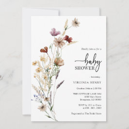 Vit Boho Baby Shower Inbjudan