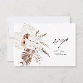 Vit Boho & Beige Blommig med måltids-RSVP-kort OSA Kort